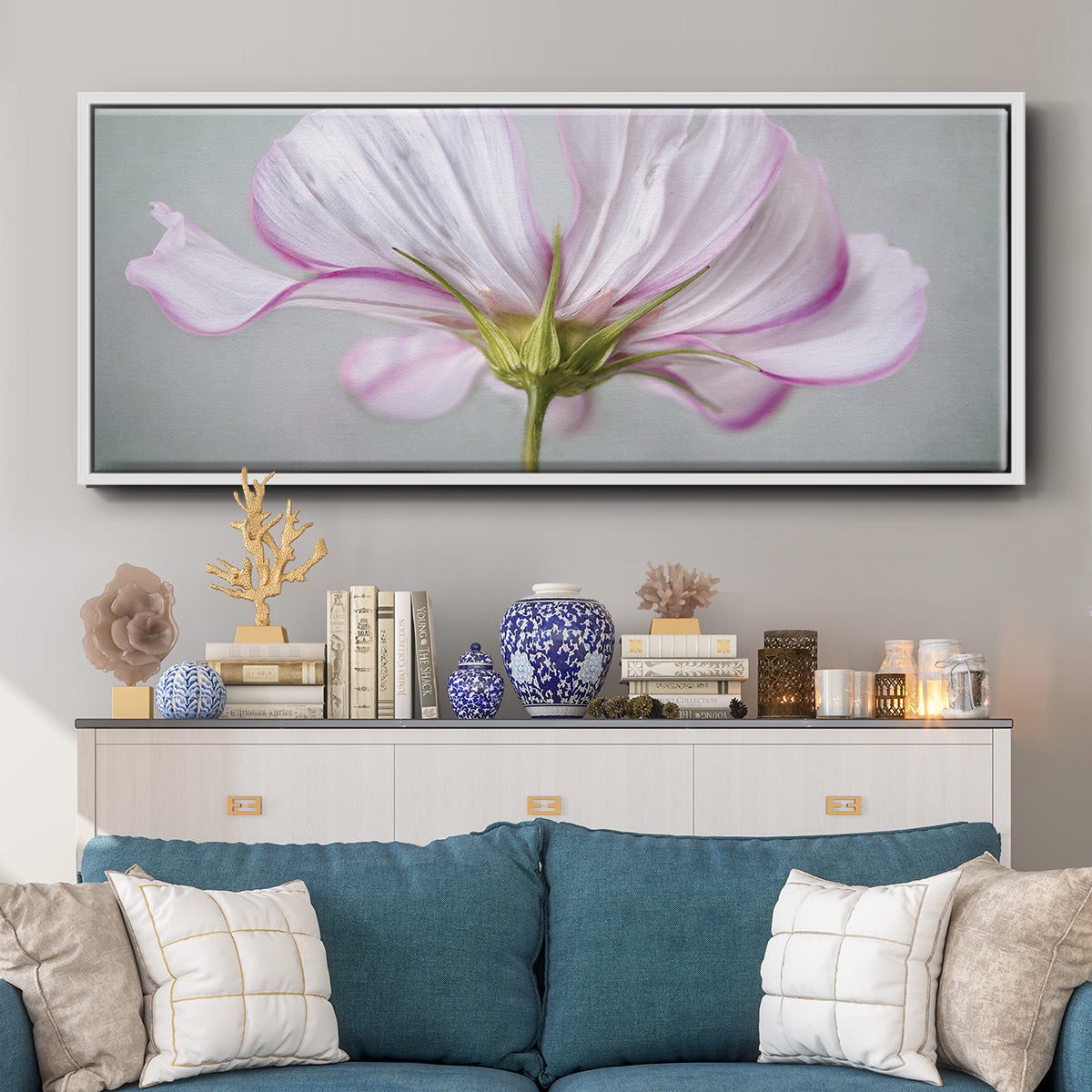 Textured Floral - Floater Framed Canvas Print
