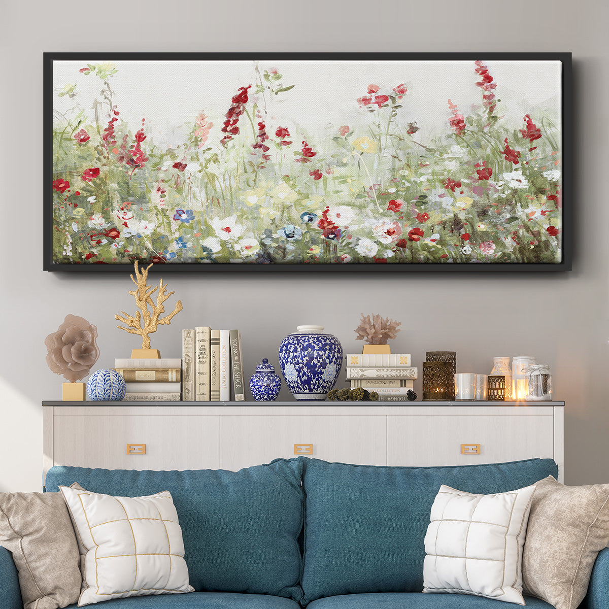 Sweet Spring Meadow - Floater Framed Canvas Print