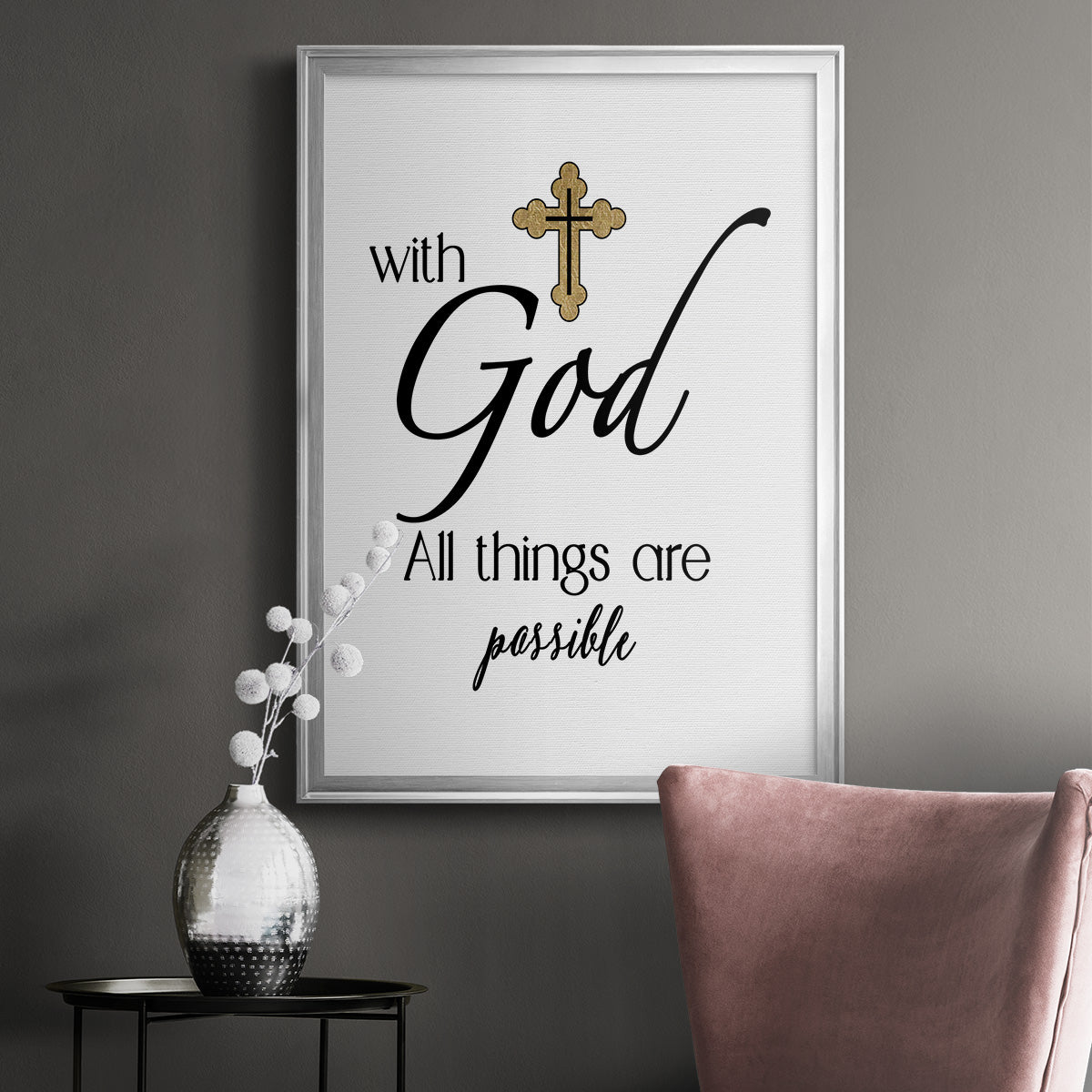 All Things Possible Gold - Modern Framed Canvas Print