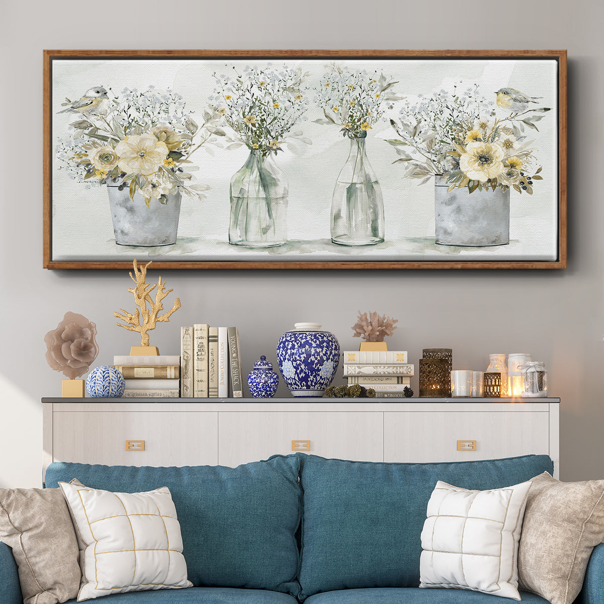 Farmhouse Bouquets - Floater Framed Canvas Print
