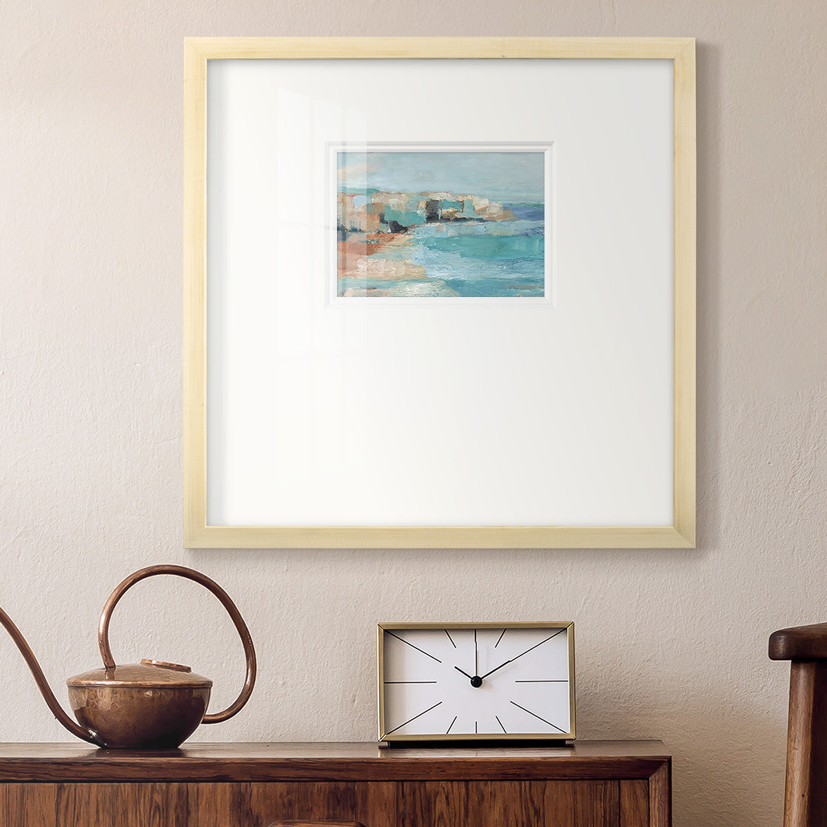 Turquoise Cliff Wall I Premium Framed Print Double Matboard