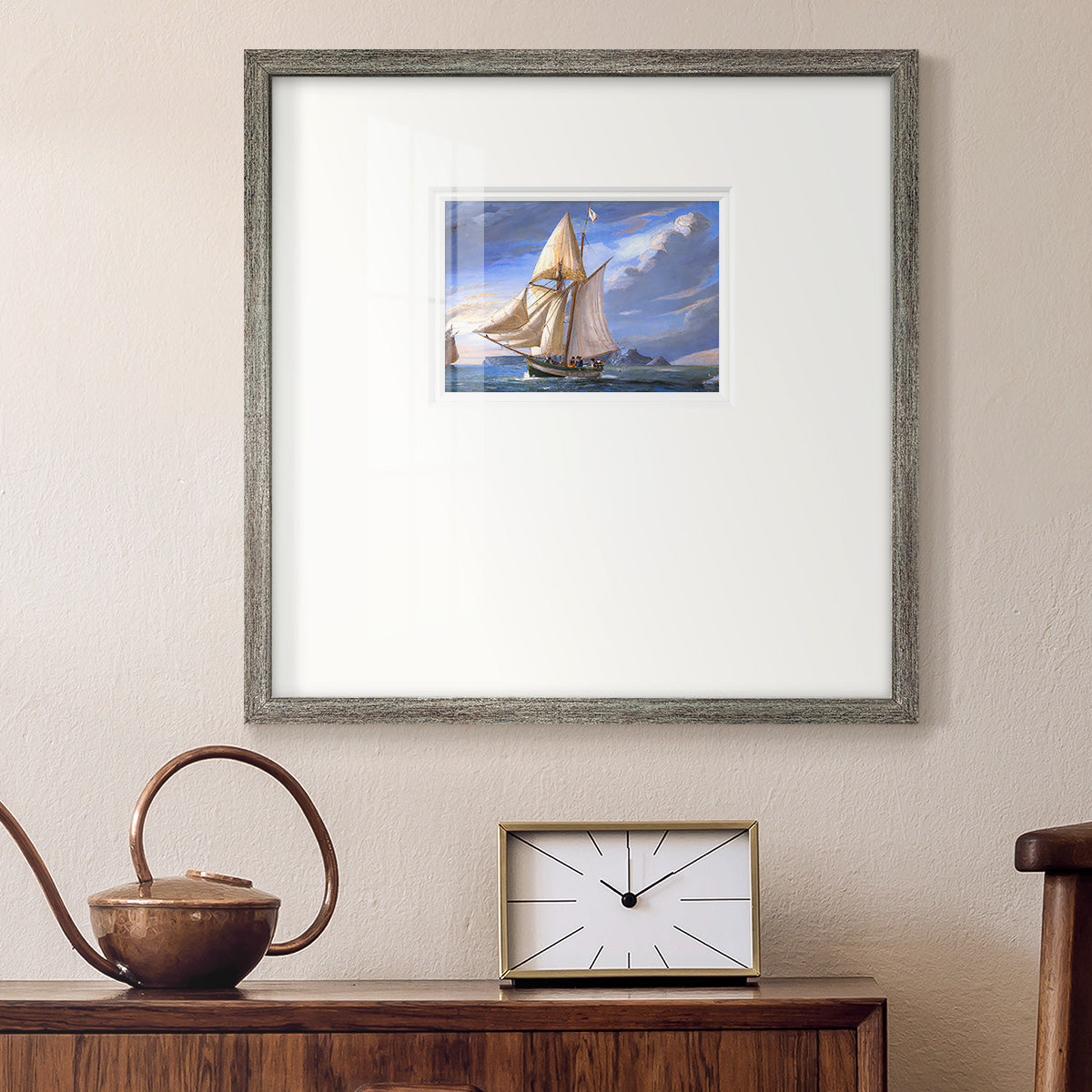 Sail Boat Clouds Premium Framed Print Double Matboard