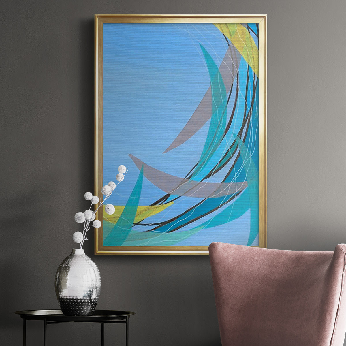 Circulating Flow II - Modern Framed Canvas Print
