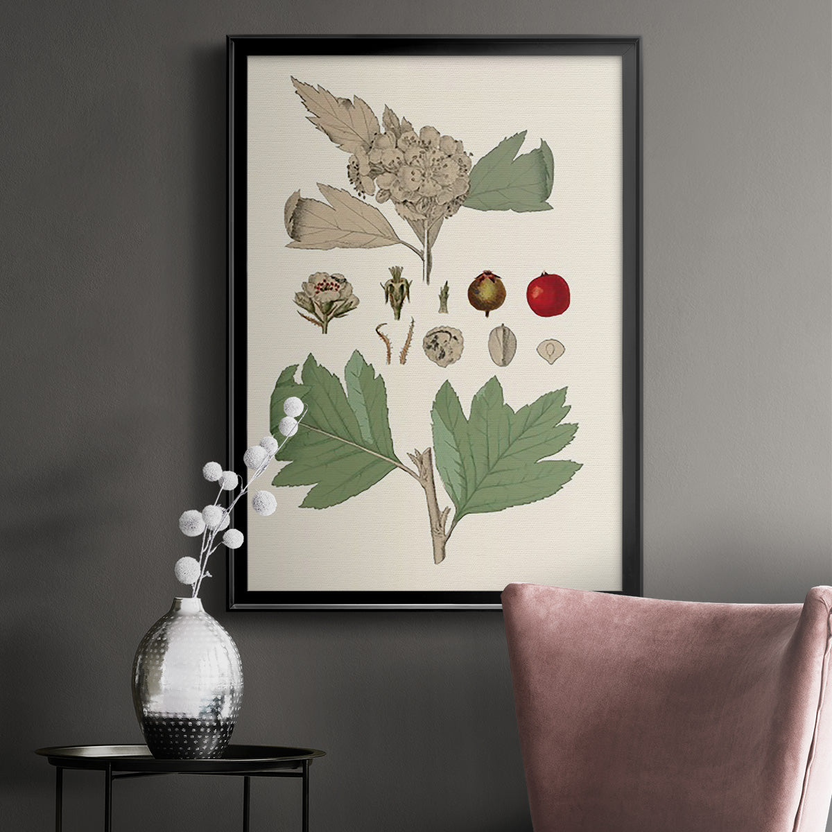 Leaves & Berries IV - Modern Framed Canvas Print