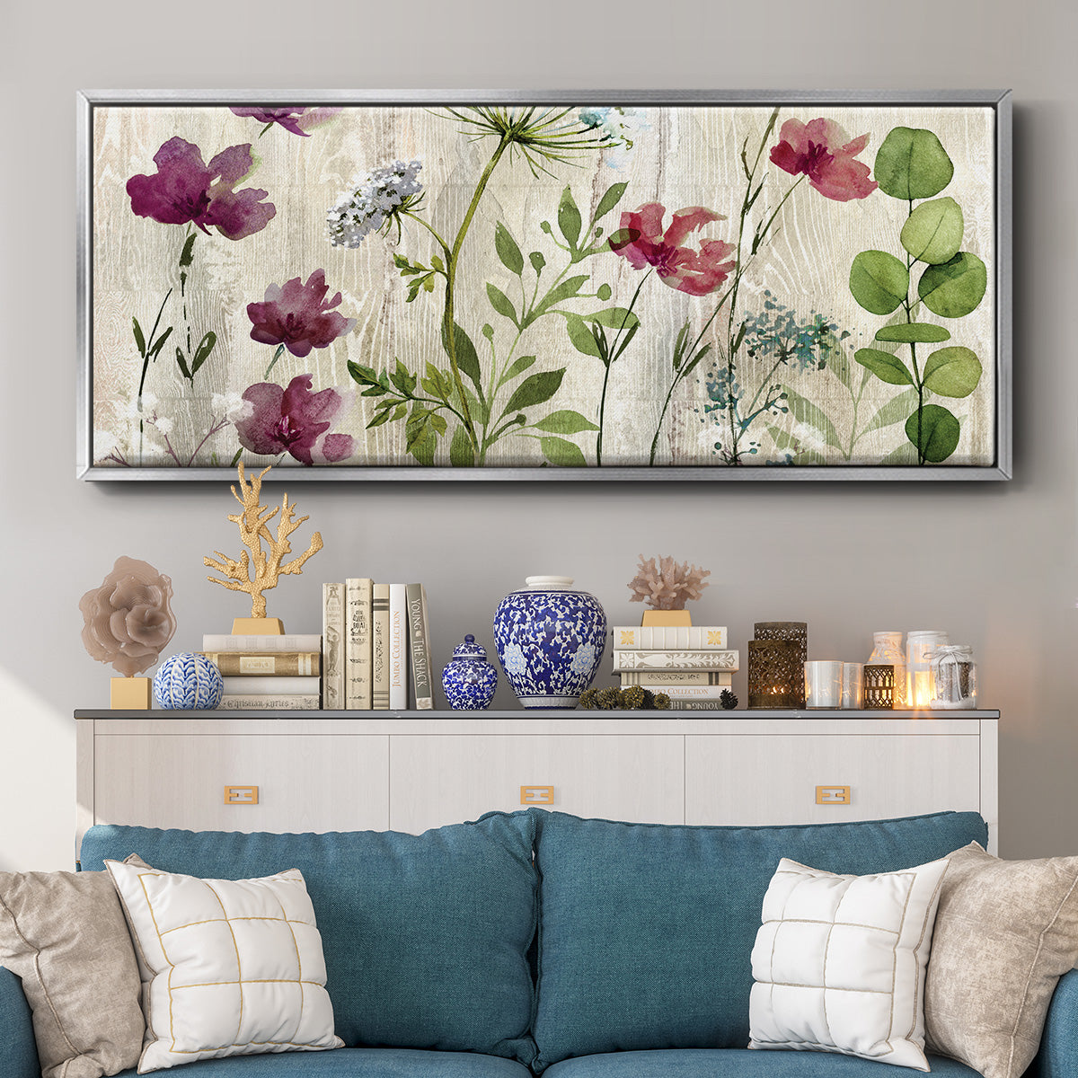 Meadow Flowers I - Floater Framed Canvas Print