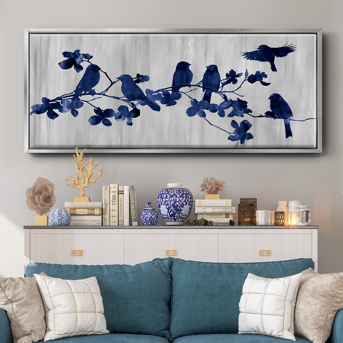 Indigo Hangout - Floater Framed Canvas Print
