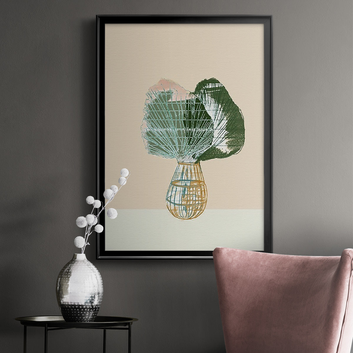 Woven Tropical Leaf II - Modern Framed Canvas Print