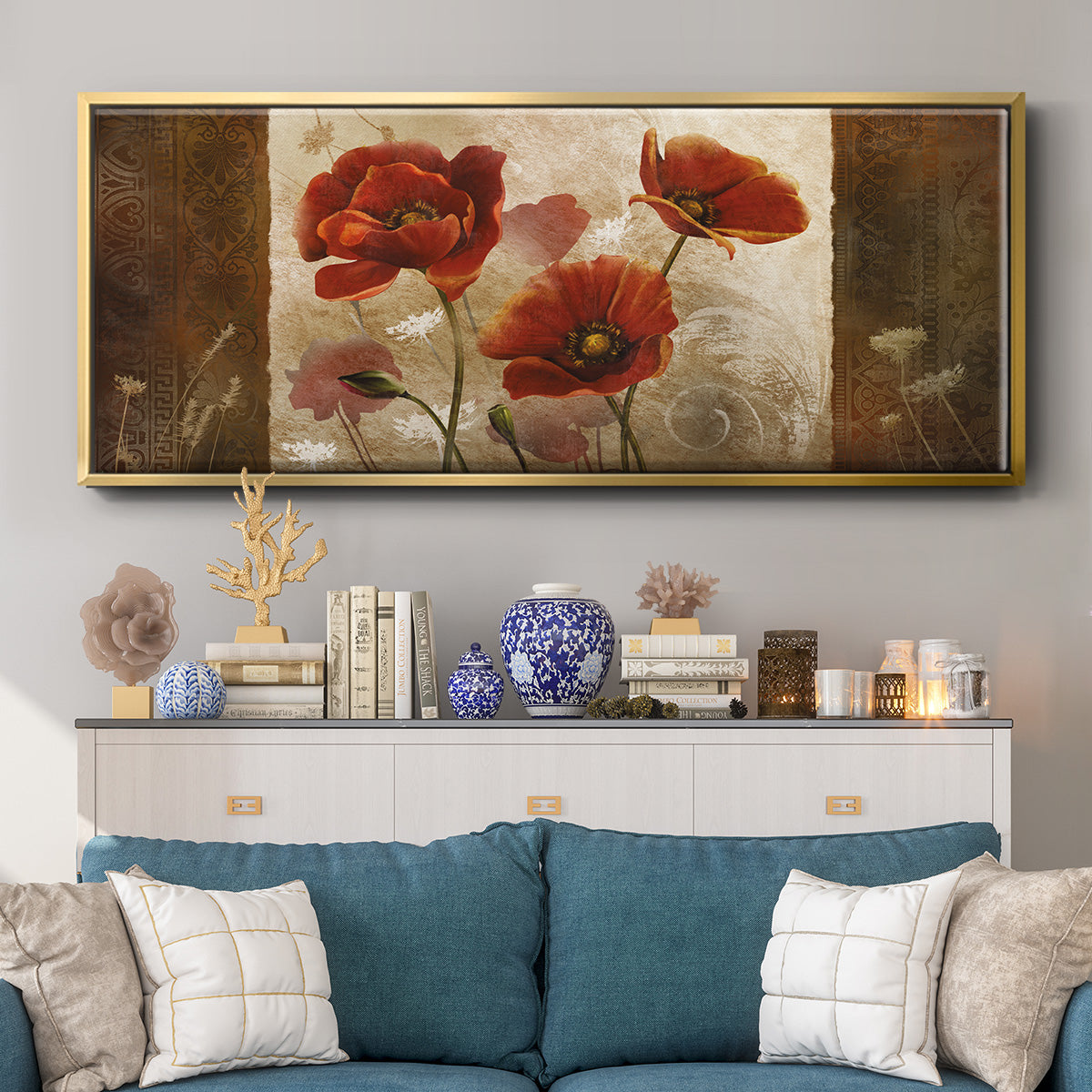 Poppy Morning - Floater Framed Canvas Print