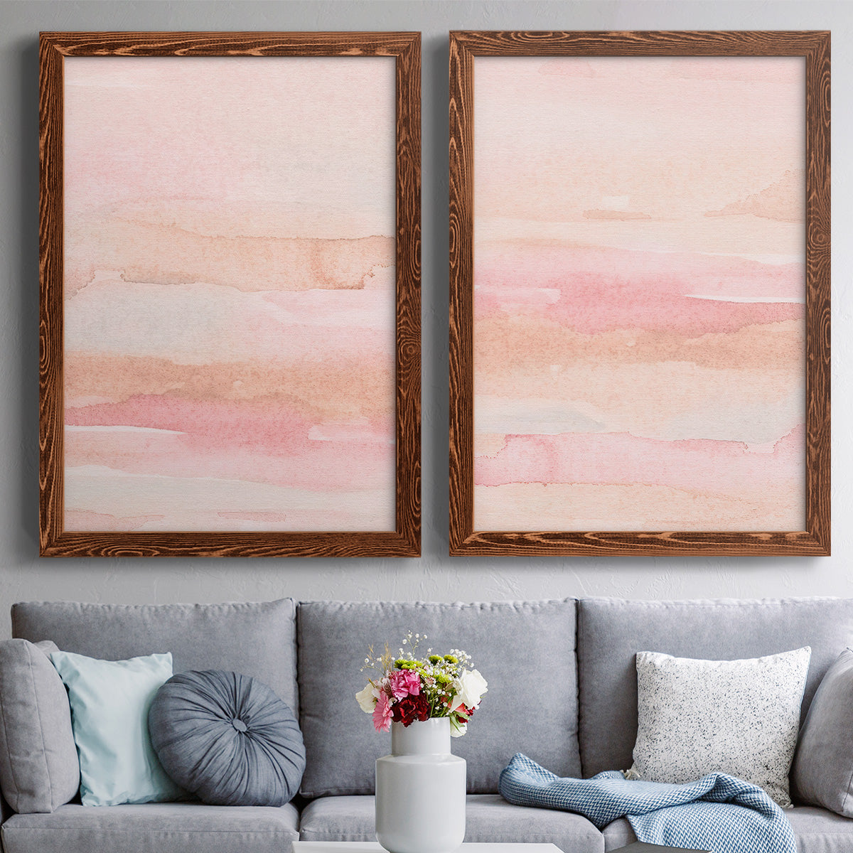 Rose Fade I - Premium Framed Canvas 2 Piece Set - Ready to Hang