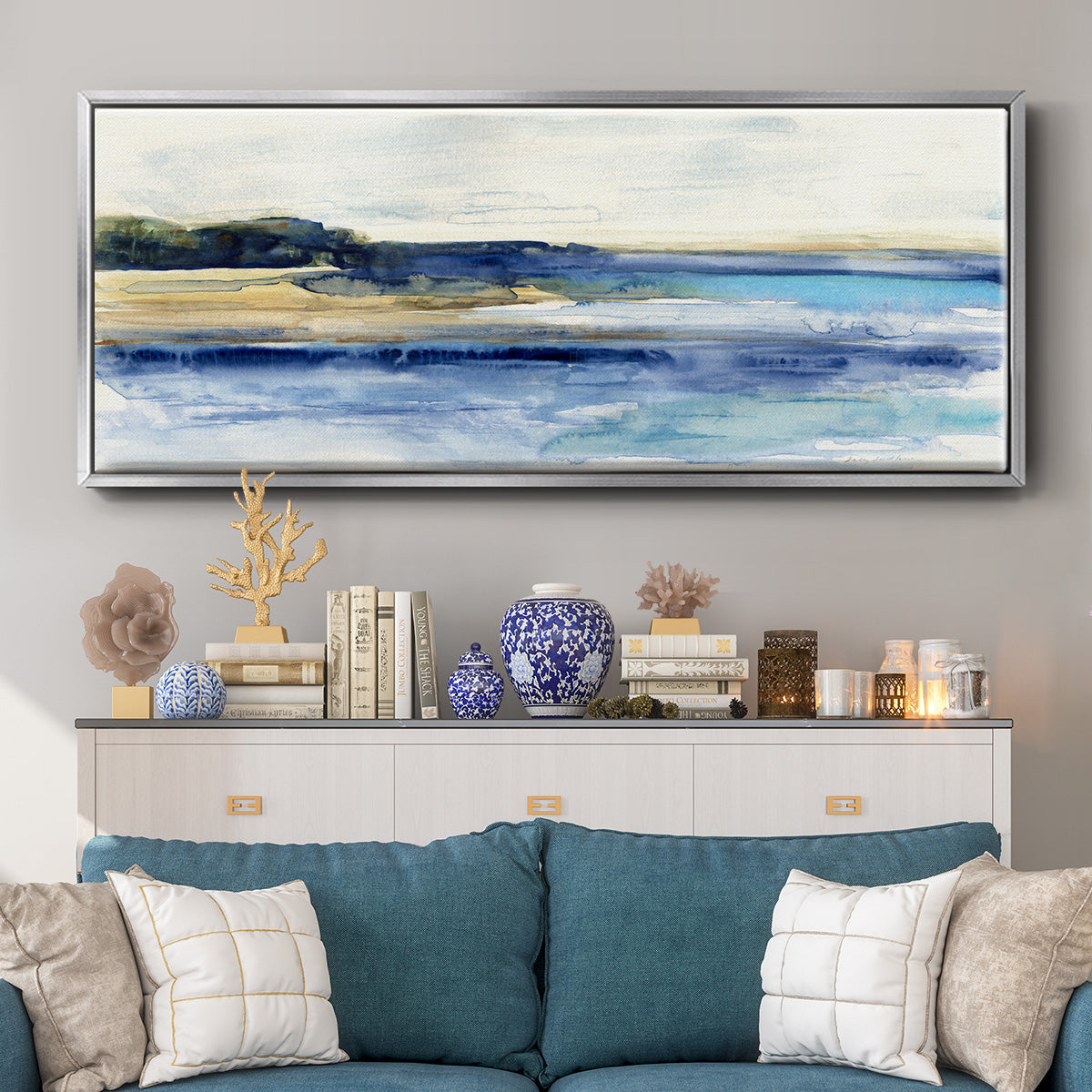 Indigo Bay - Floater Framed Canvas Print