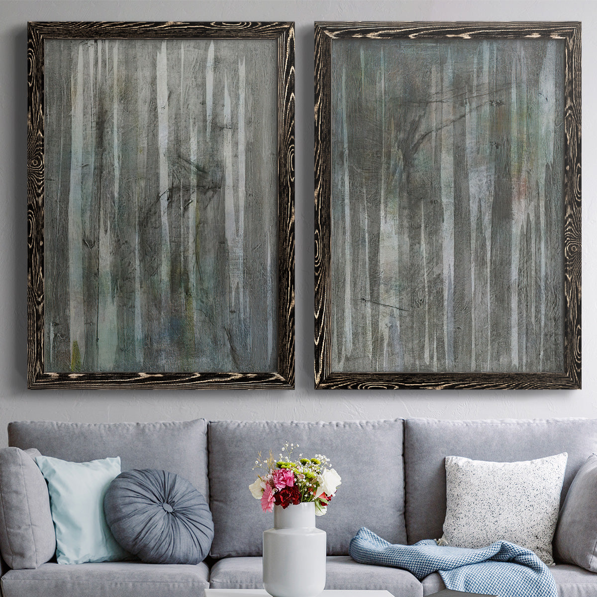 Birch Forest Abstracts I - Premium Framed Canvas 2 Piece Set - Ready to Hang