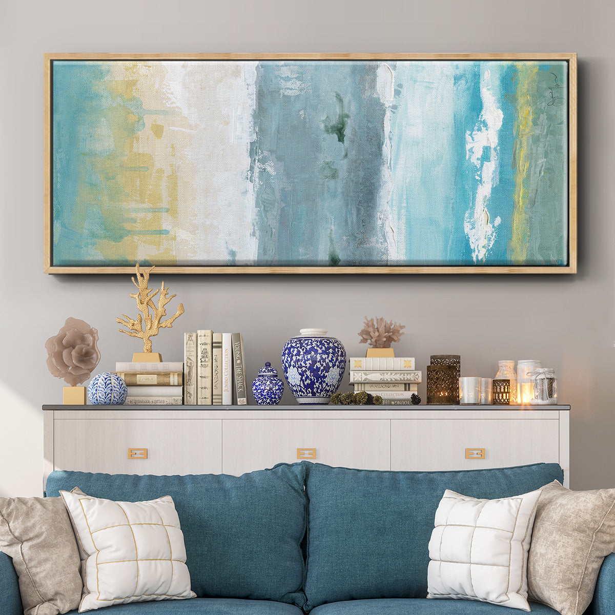 Beach Walk II - Floater Framed Canvas Print