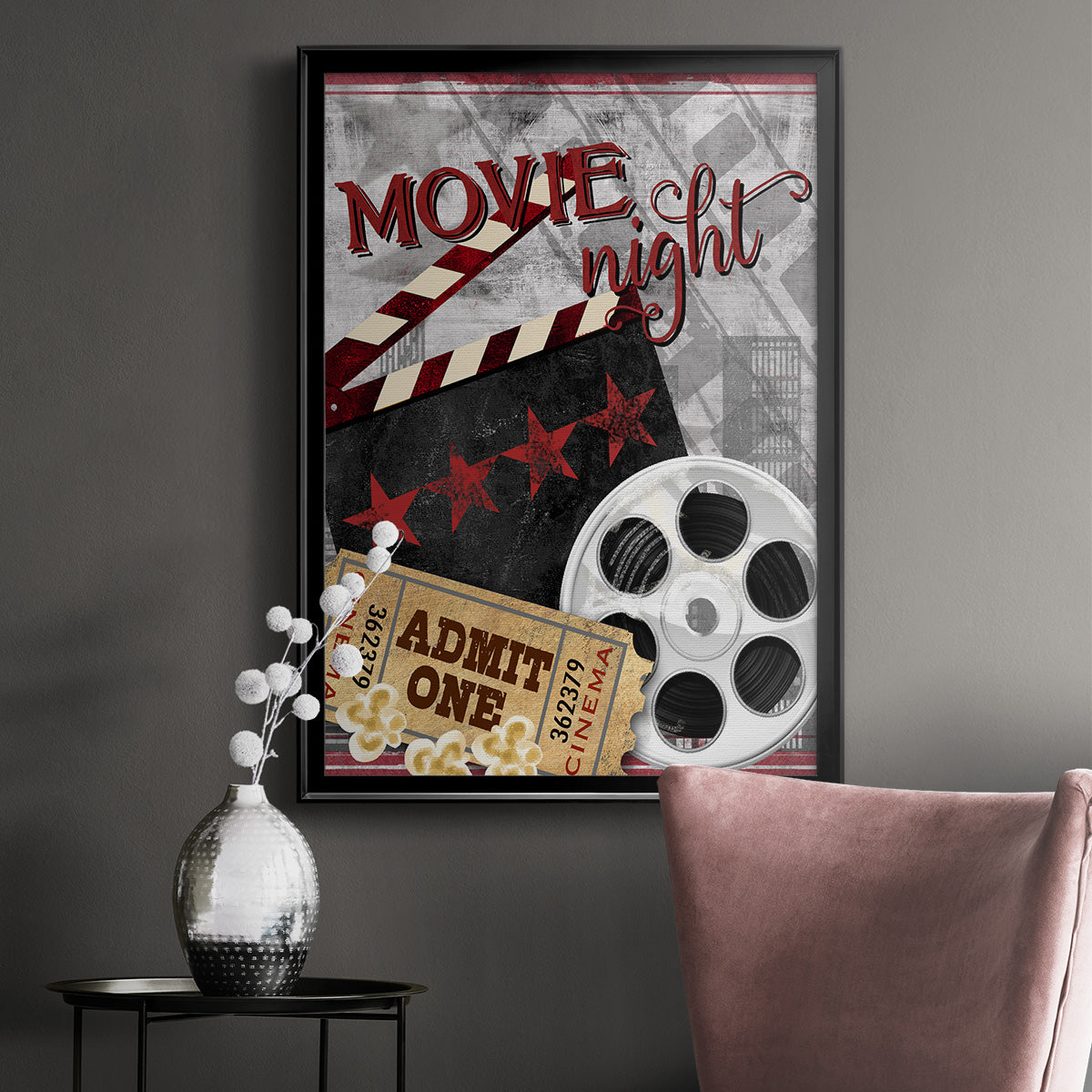 Movie Night II - Modern Framed Canvas Print