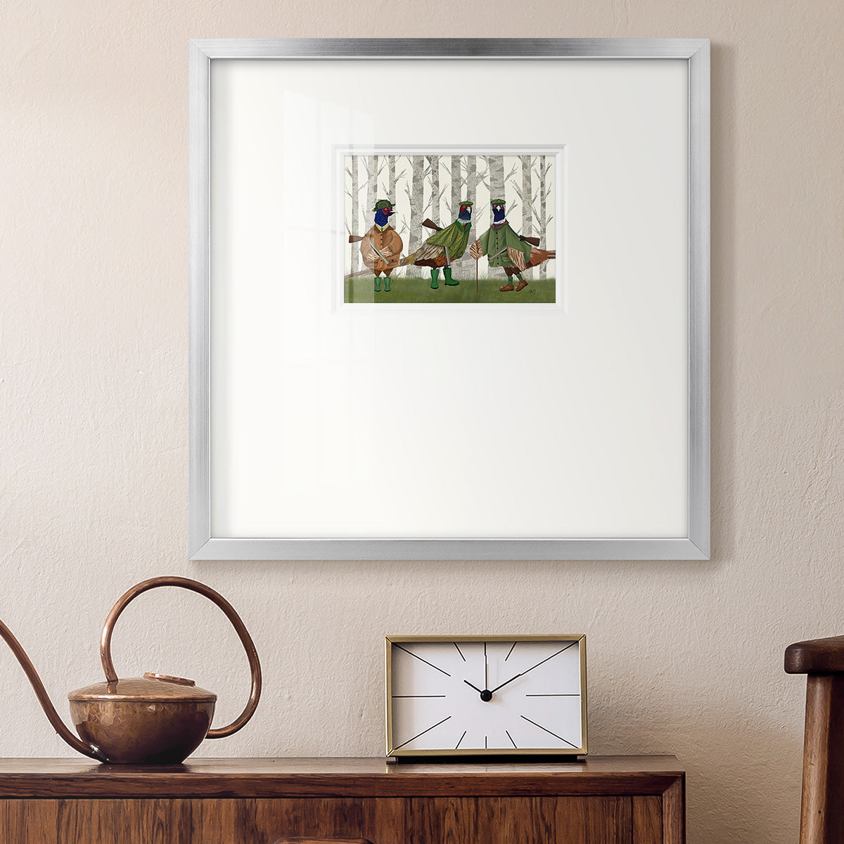 Pheasant Shooting Party Group 2 Premium Framed Print Double Matboard