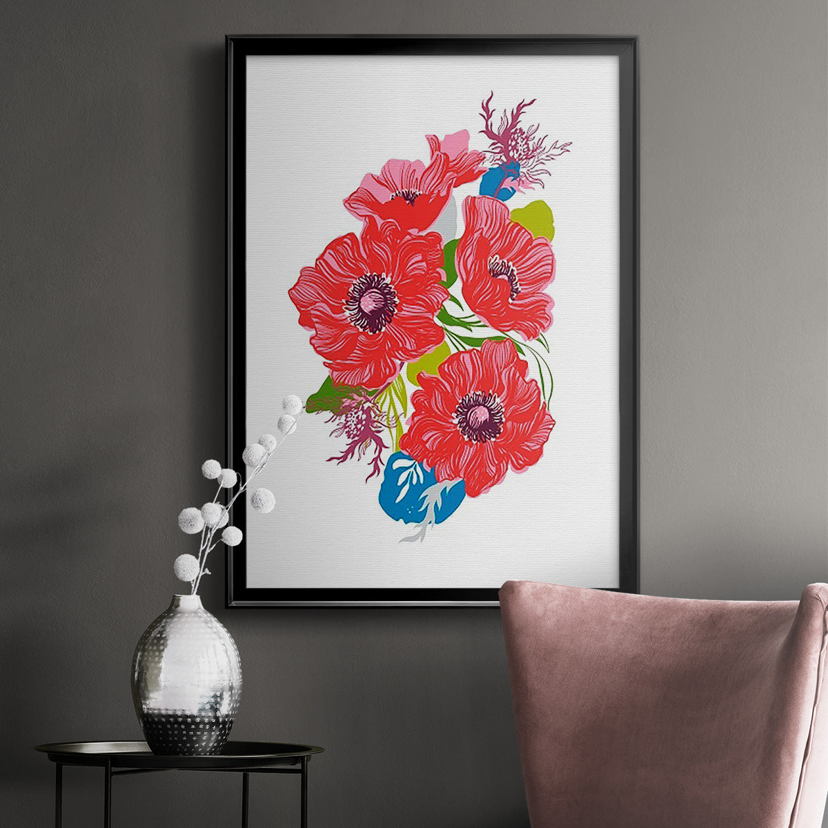 Brilliant Poppies I - Modern Framed Canvas Print