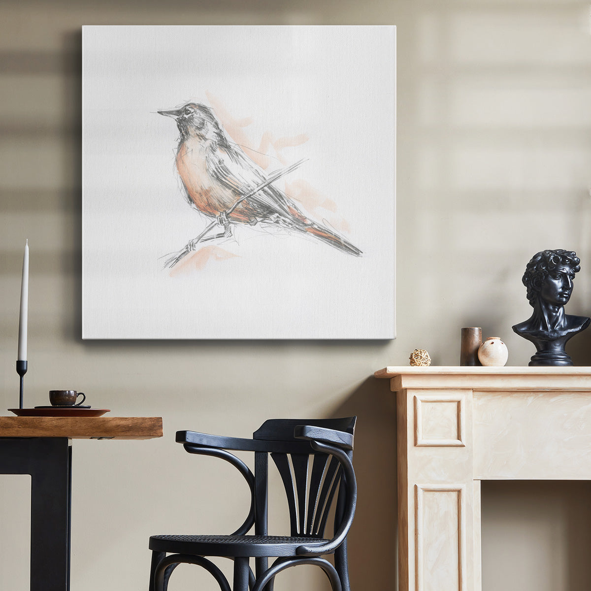 Robin Bird Sketch II - Canvas Art Print
