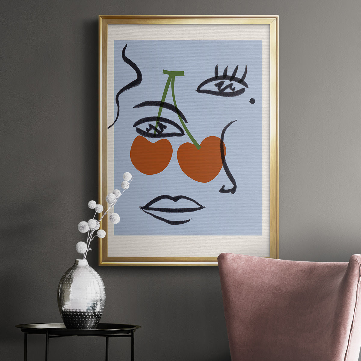 Cherry Baby I - Modern Framed Canvas Print