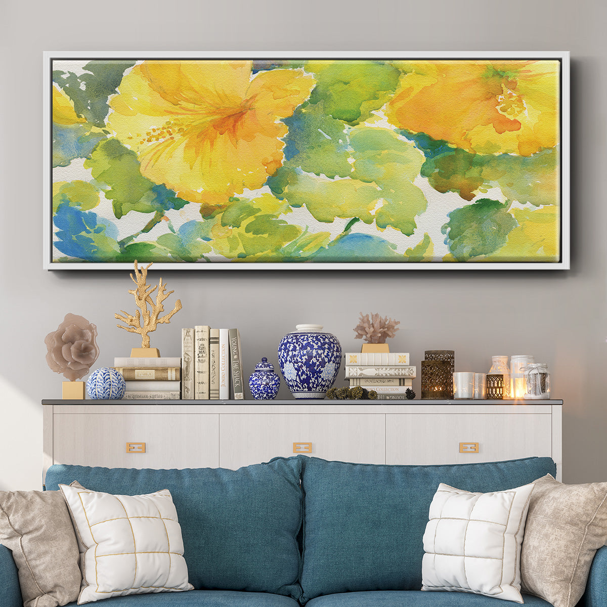 Citrus Hibiscus - Floater Framed Canvas Print