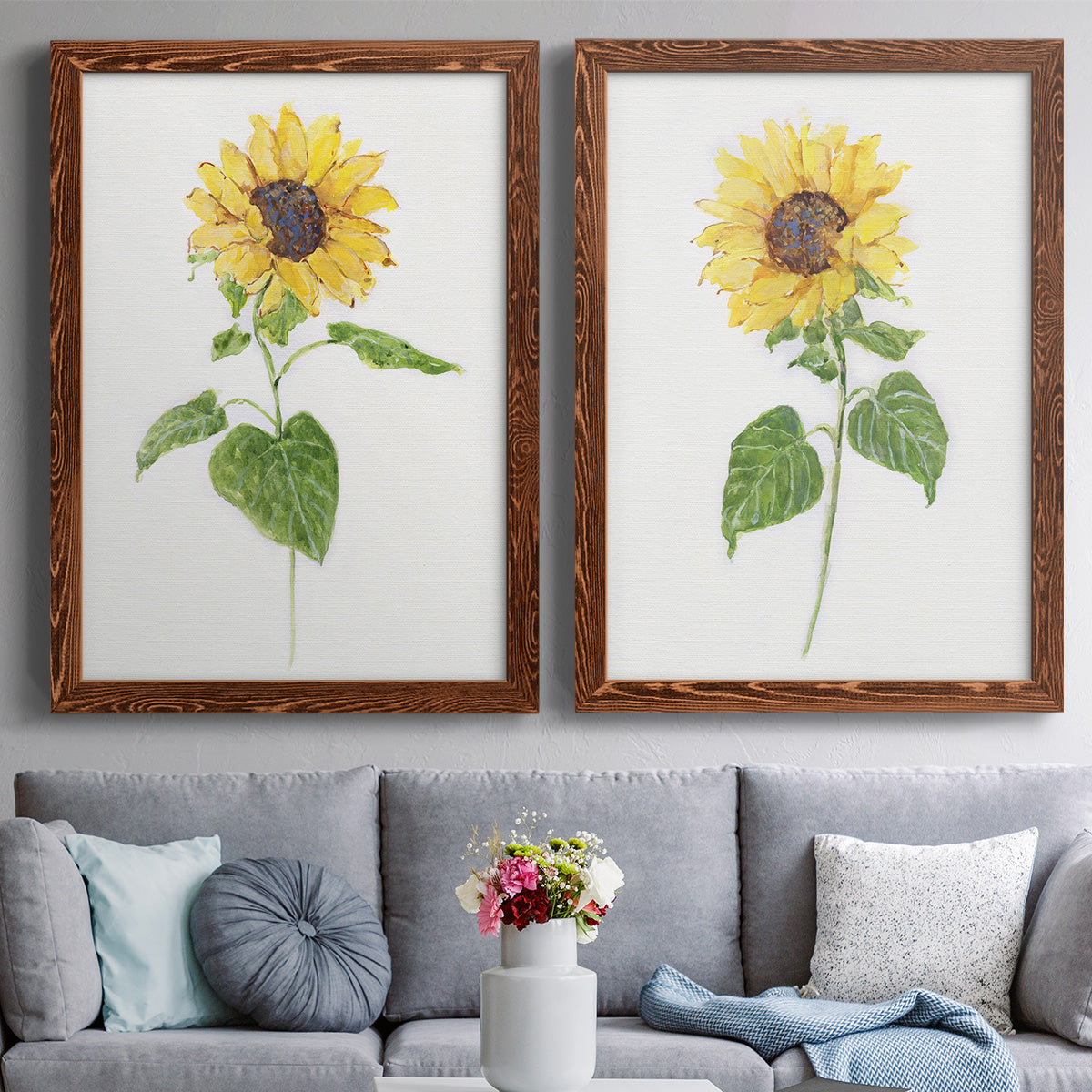 Sunflower I   - Premium Framed Canvas 2 Piece Set - Ready to Hang