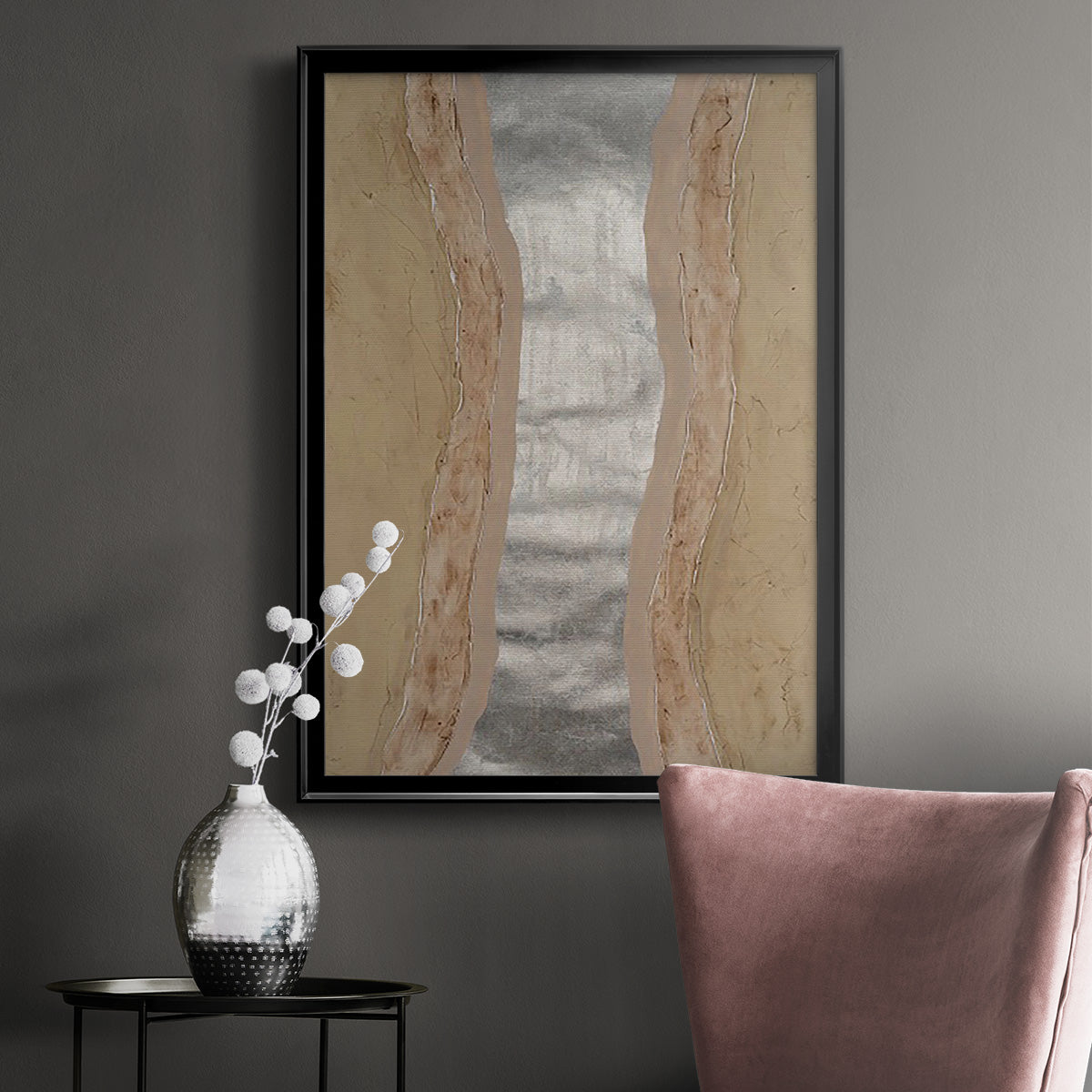 Silver Lake II - Modern Framed Canvas Print