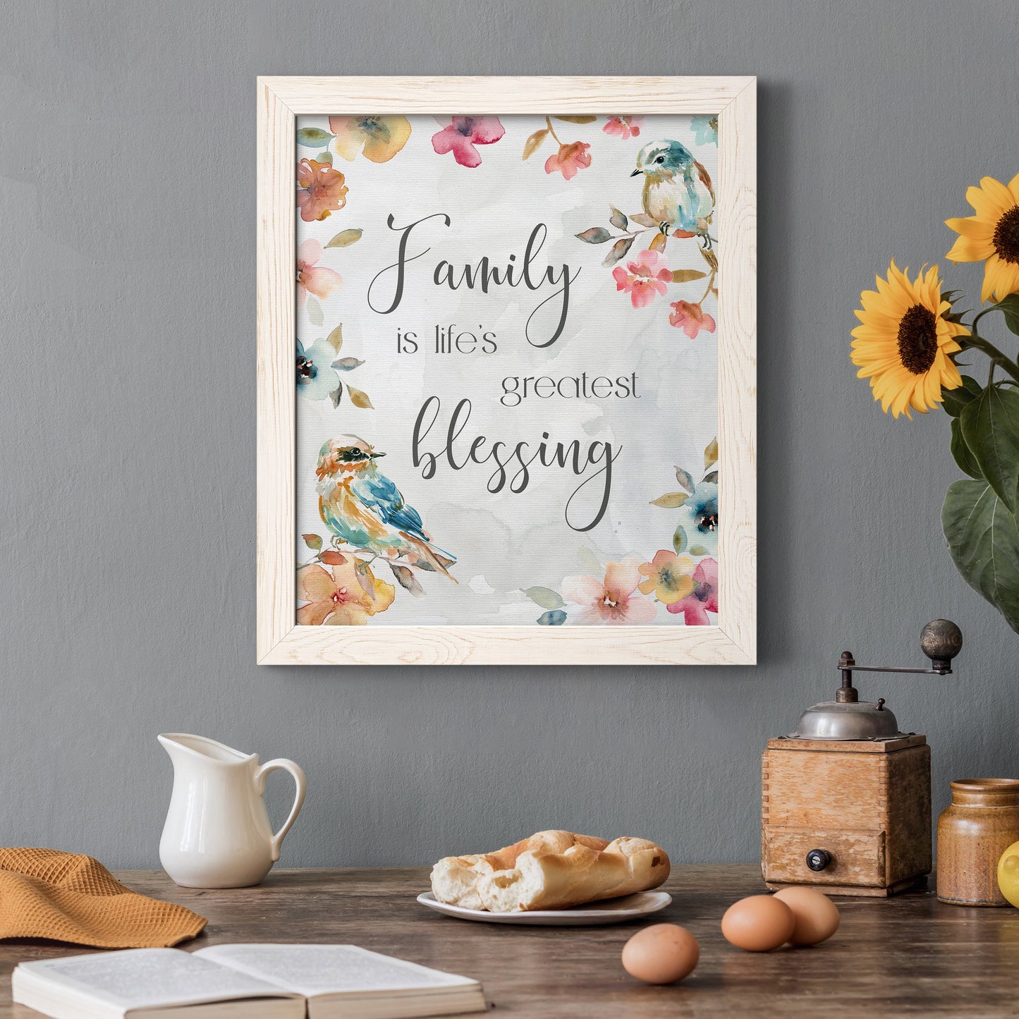 Spring Bird Blessing - Barnwood Framed Canvas Print