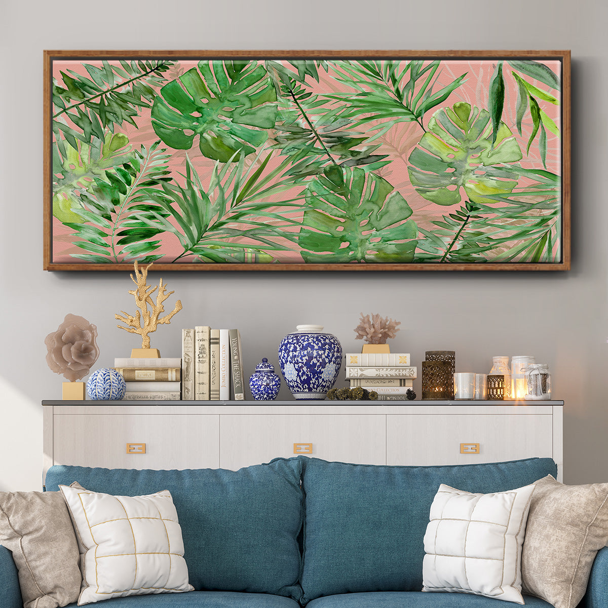 Tropical Sketchbook Coral - Floater Framed Canvas Print