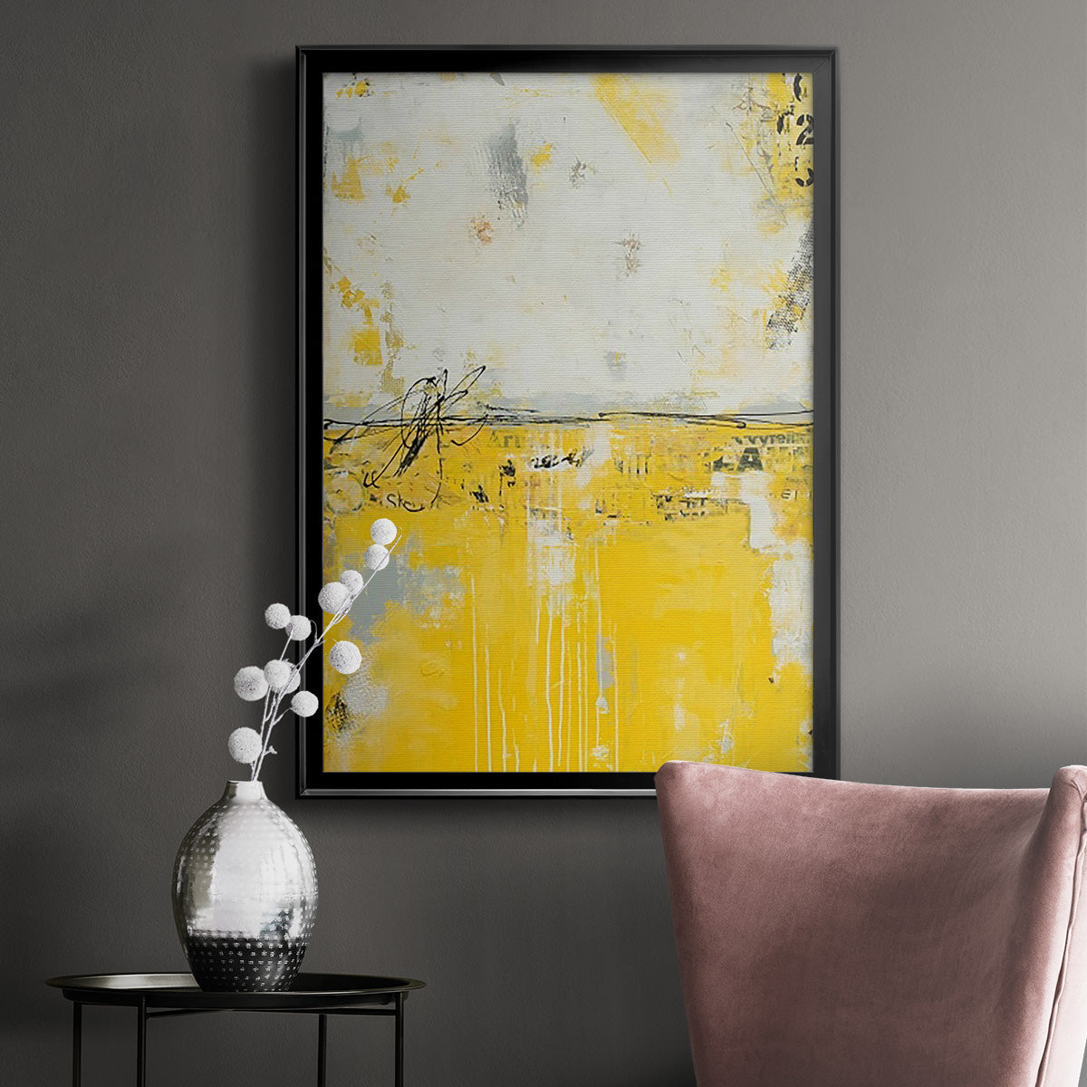 Yellow Bound - Modern Framed Canvas Print