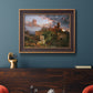 Romantic allegorical landscape painting by Jasper Francis Cropsey in an ornate bronzed mahogany wood frame displayed in a dark-toned interior setting.