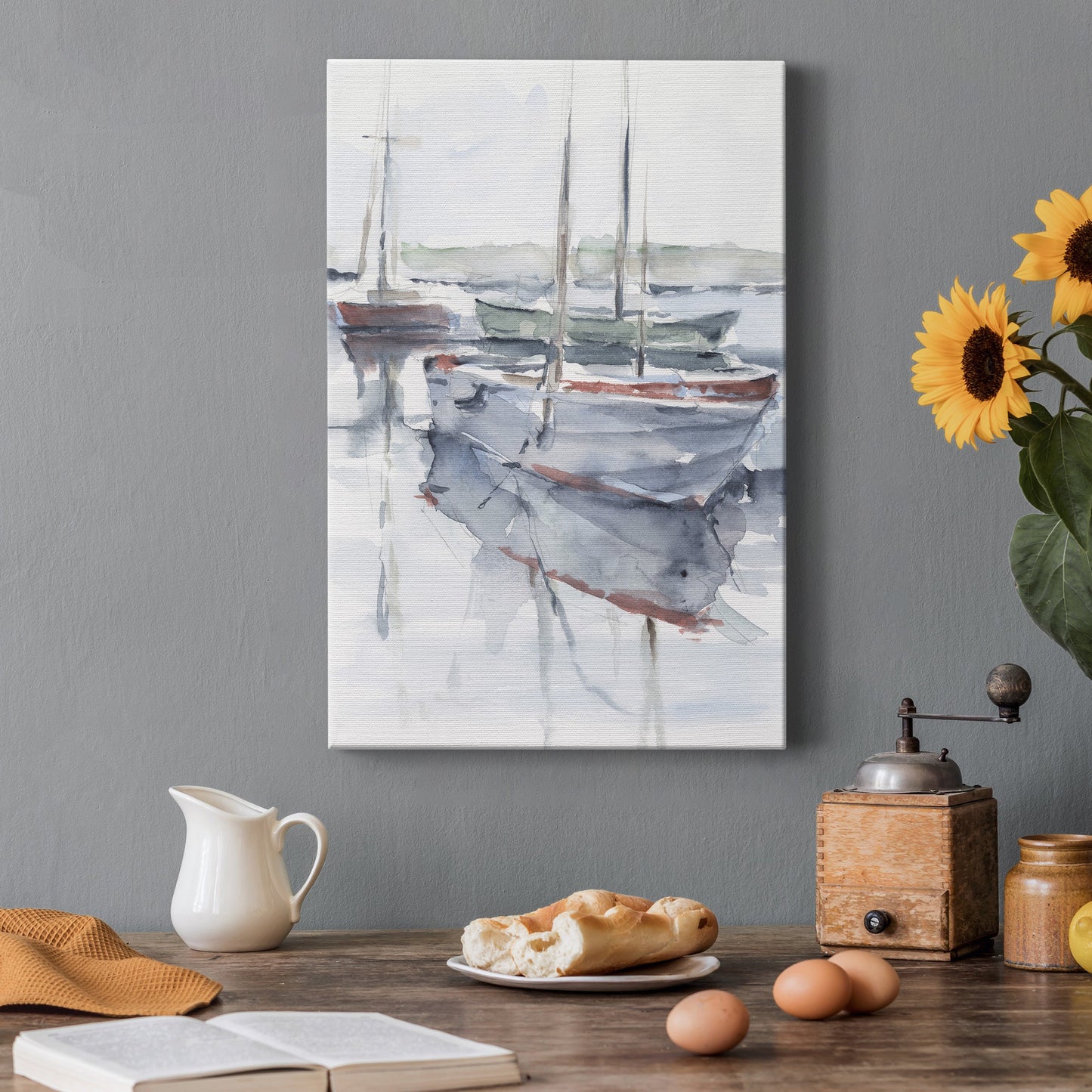 Watercolor Harbor Study I Premium Gallery Wrapped Canvas - Ready to Hang