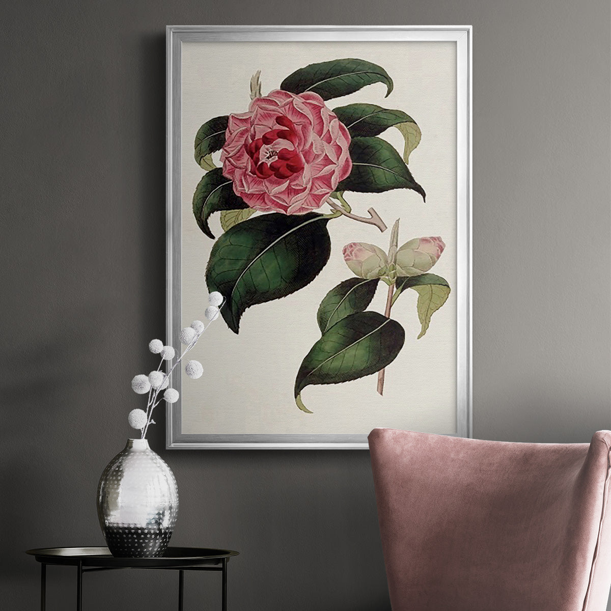 Pink Floral Mix III - Modern Framed Canvas Print