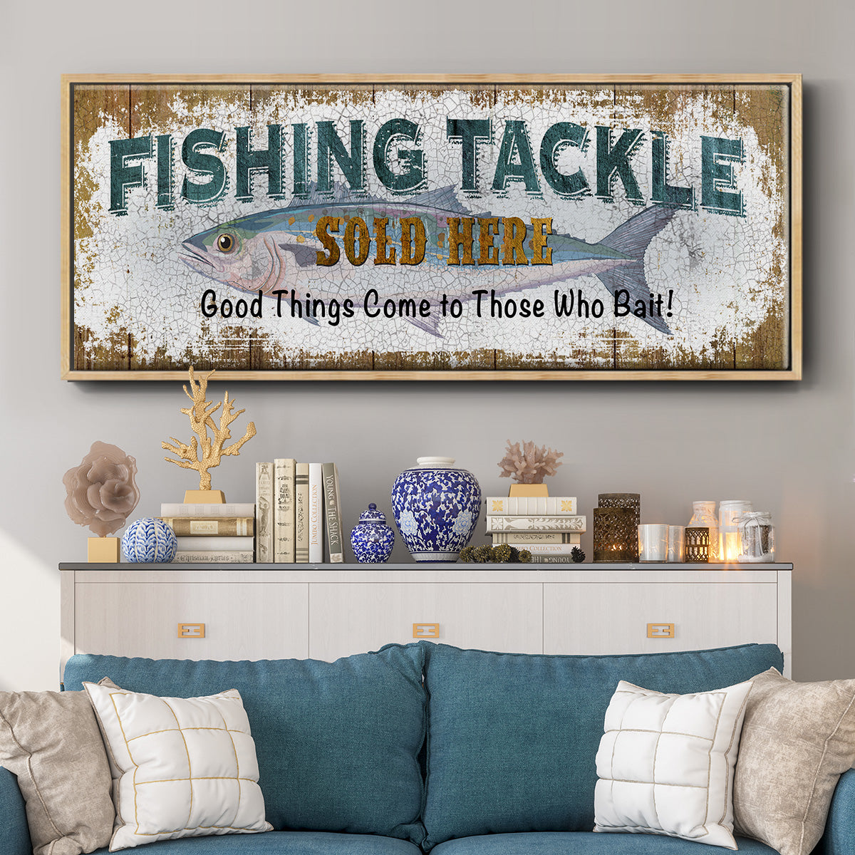 Fishing Tackle - Floater Framed Canvas Print
