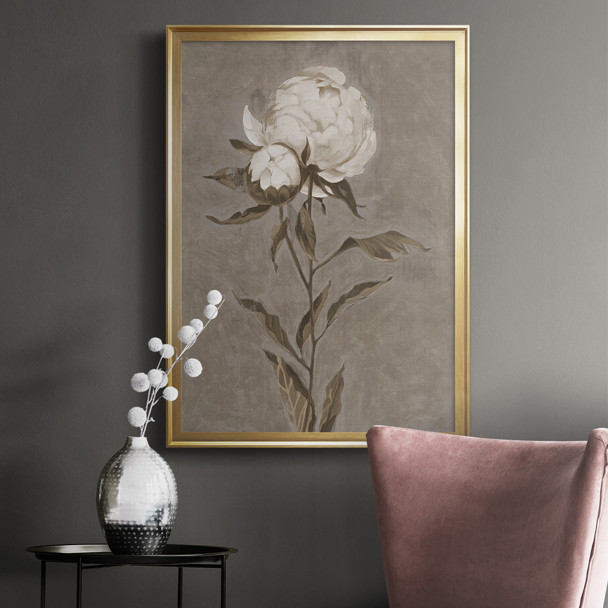 Pretty As A Peony II - Modern Framed Canvas Print