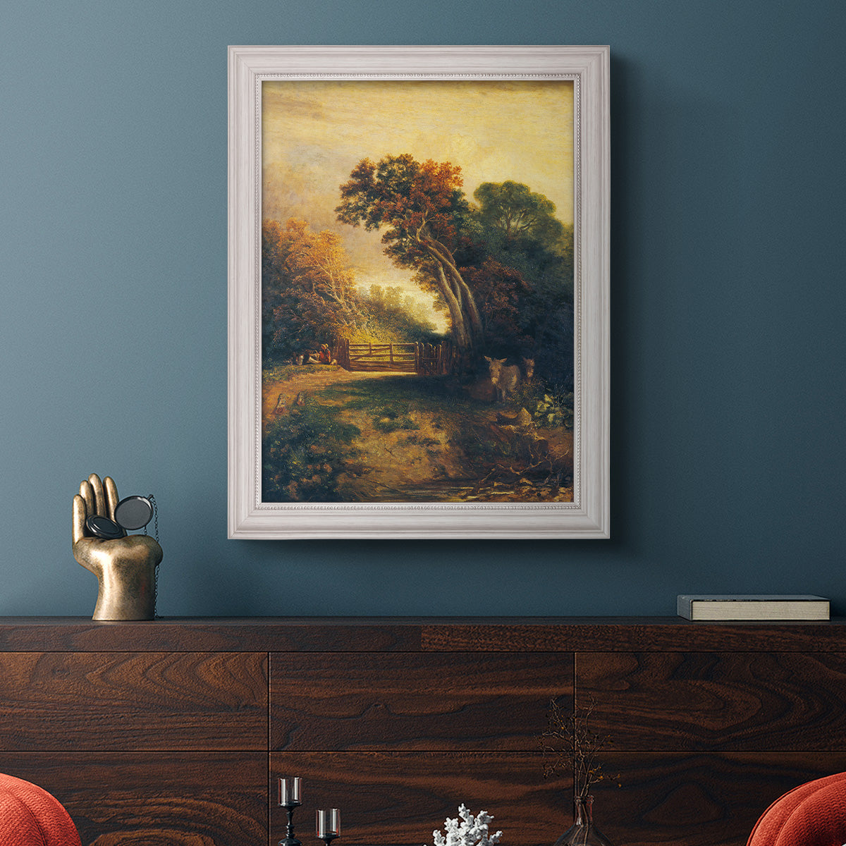 Landscape with Picnickers and Donkeys - Ornate Framed Canvas Print