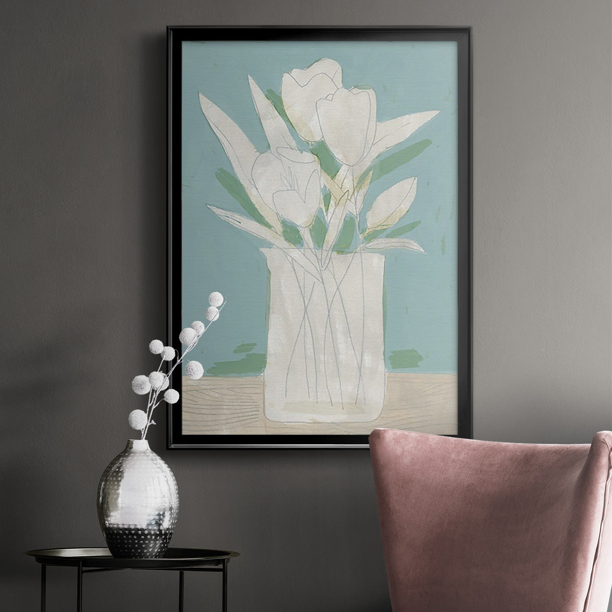 Muted Spring Arrangement II - Modern Framed Canvas Print