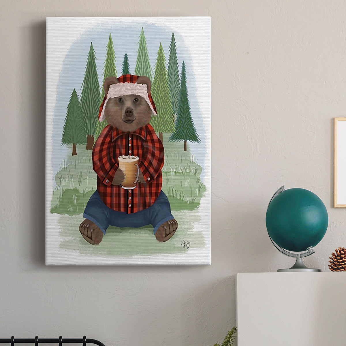 Lumberjack Bear Latte - Canvas Art Print