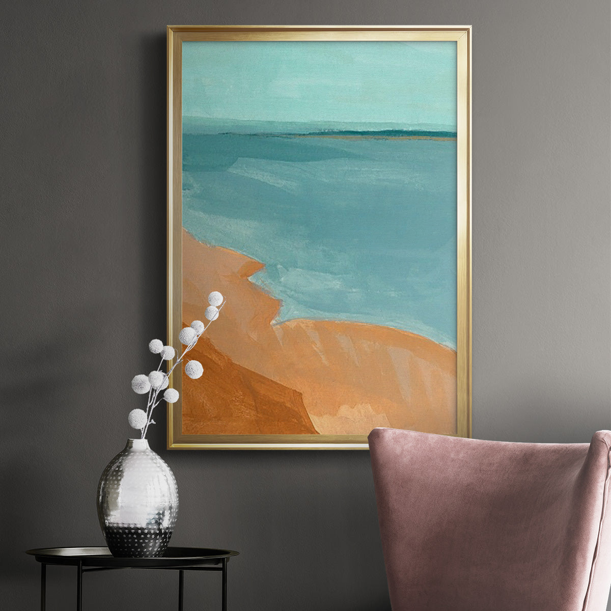 Out on the Sandbar II - Modern Framed Canvas Print