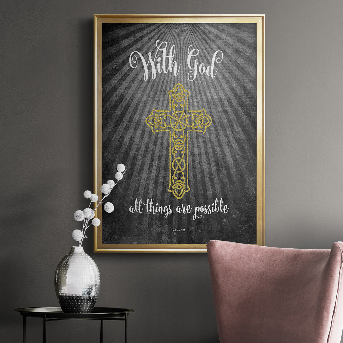 With God Gold - Modern Framed Canvas Print