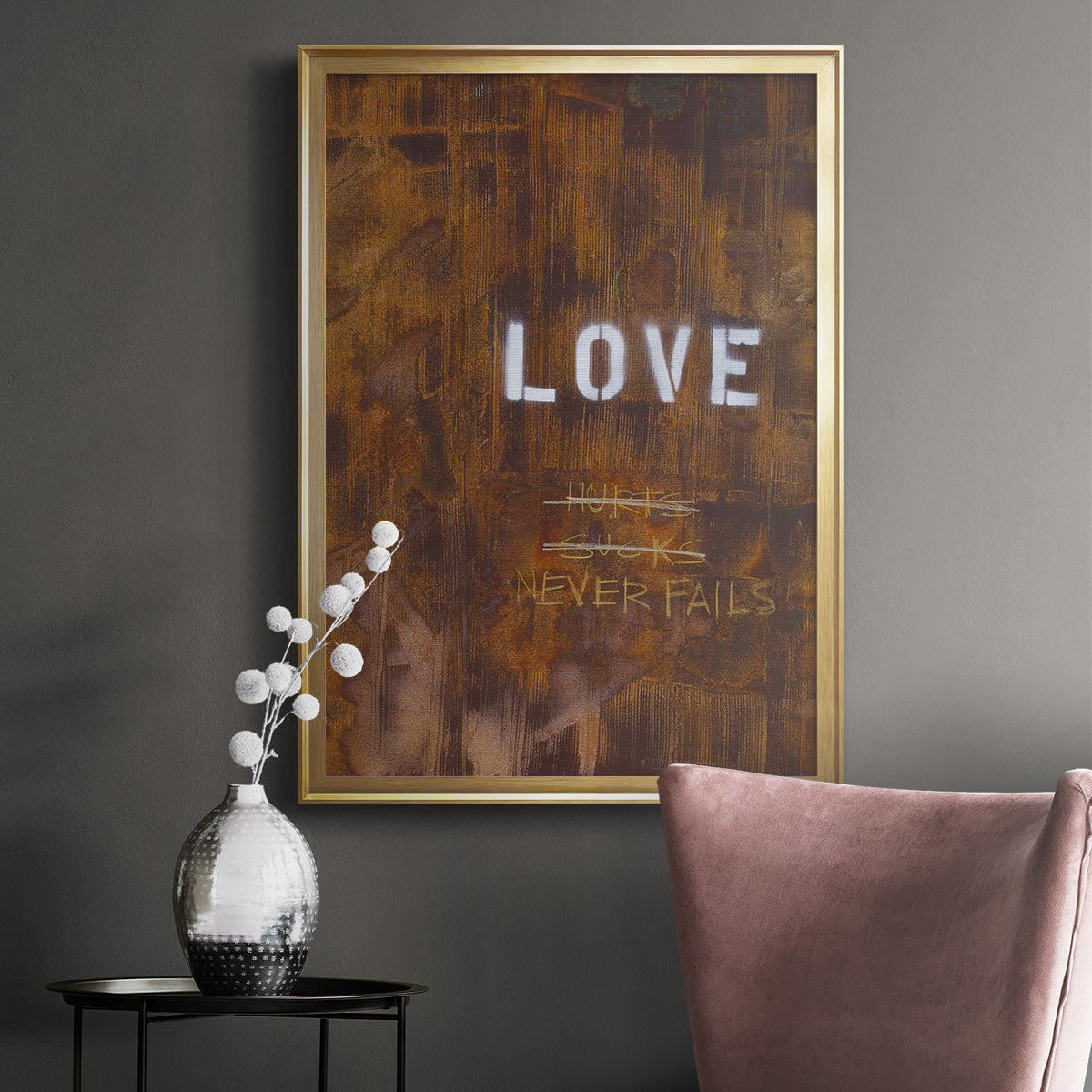 Love Never Fails I - Modern Framed Canvas Print