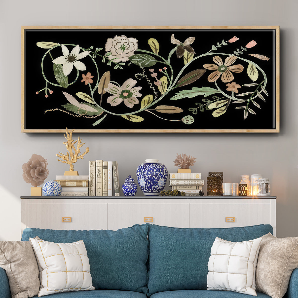 Pressed Flowers II - Floater Framed Canvas Print
