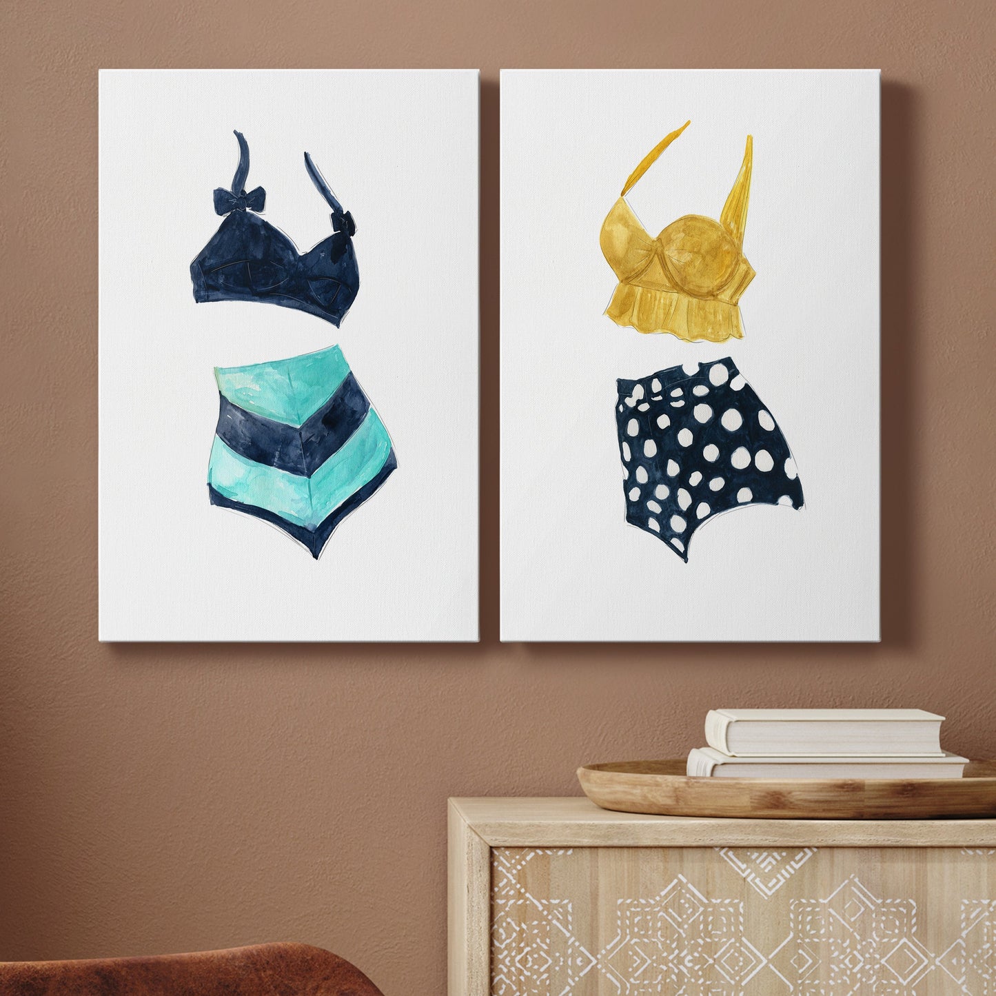 Vintage Swimwear III Premium Gallery Wrapped Canvas - Ready to Hang - Set of 2 - 8 x 12 Each