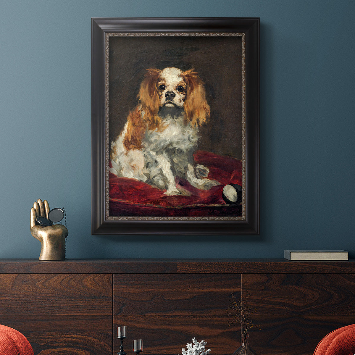 A King Charles Spaniel - Ornate Framed Canvas Print