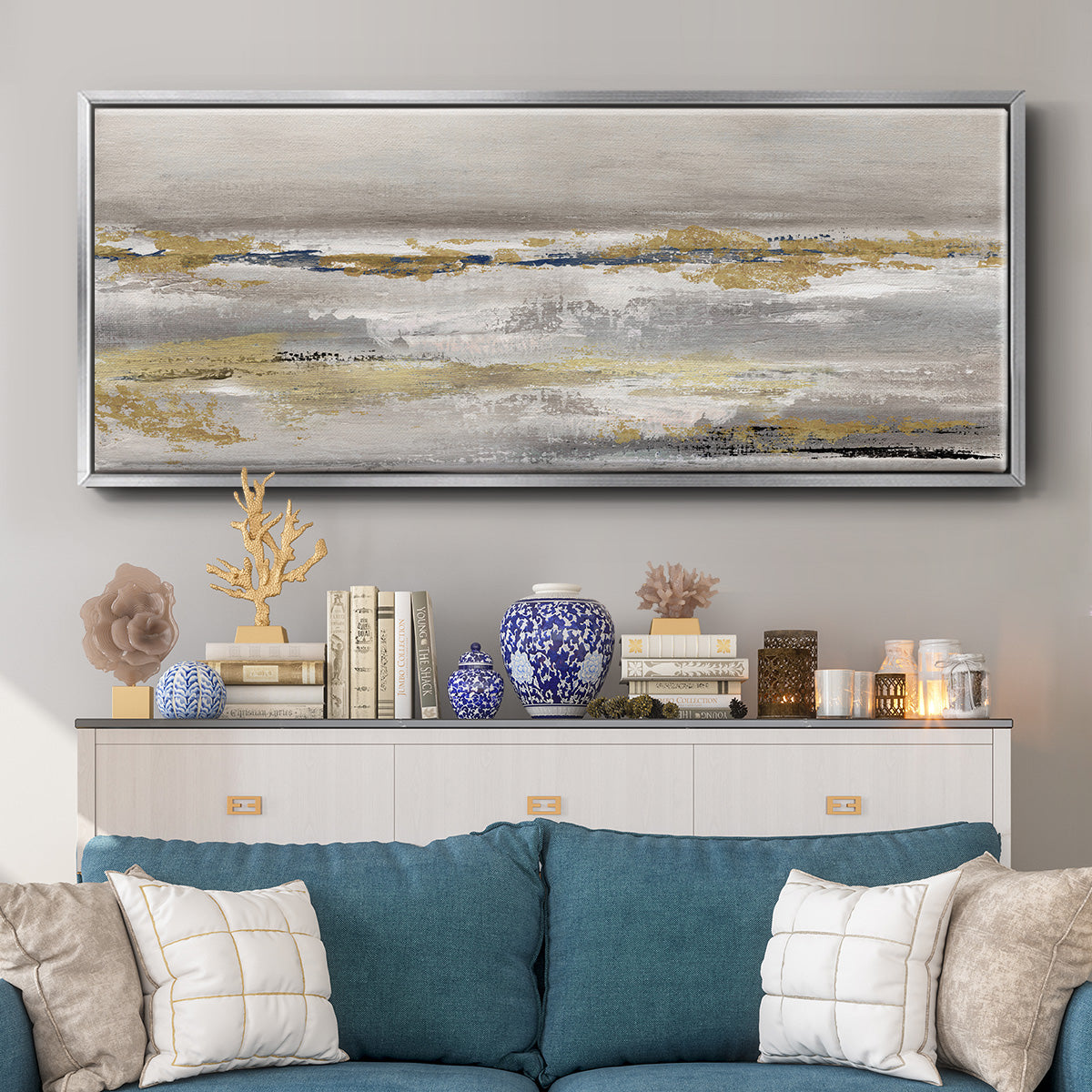 Golden Fog - Floater Framed Canvas Print