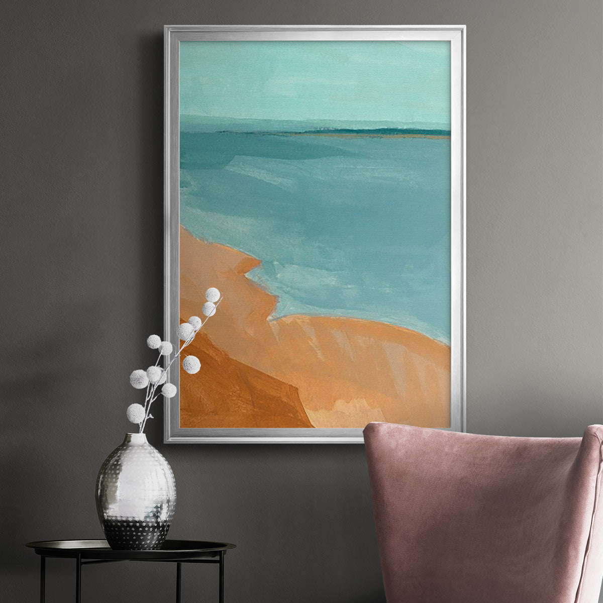 Out on the Sandbar II - Modern Framed Canvas Print