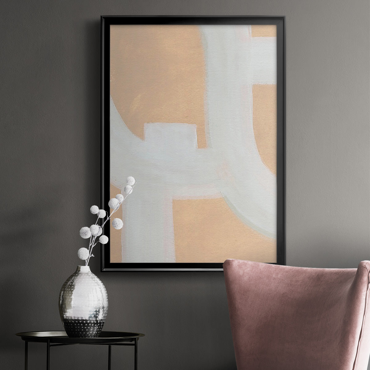 Neutral Winding Paths II - Modern Framed Canvas Print