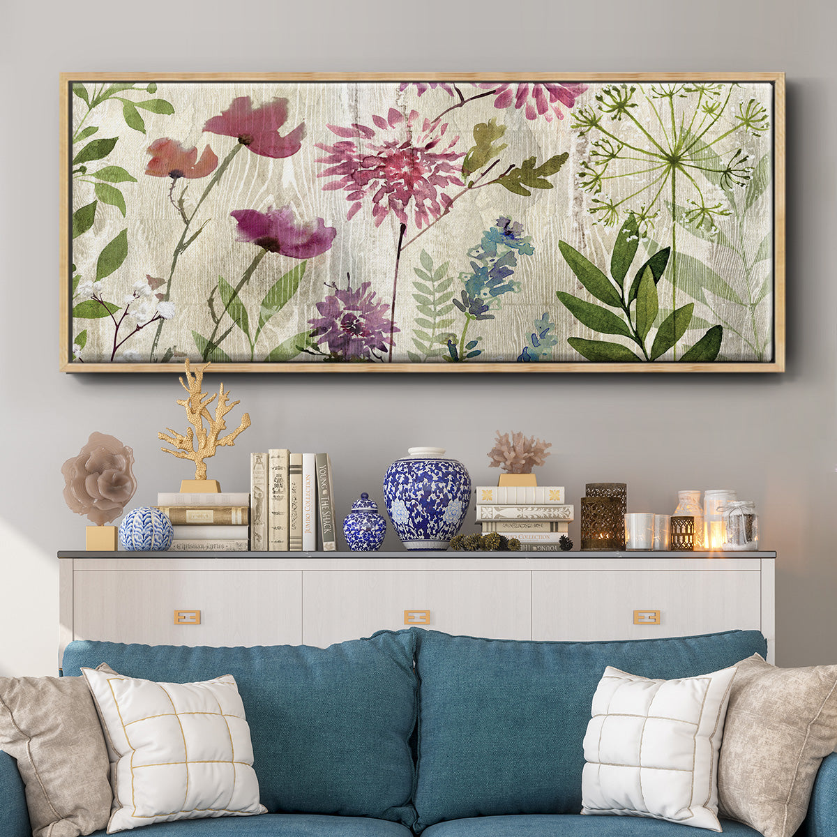 Meadow Flowers II - Floater Framed Canvas Print