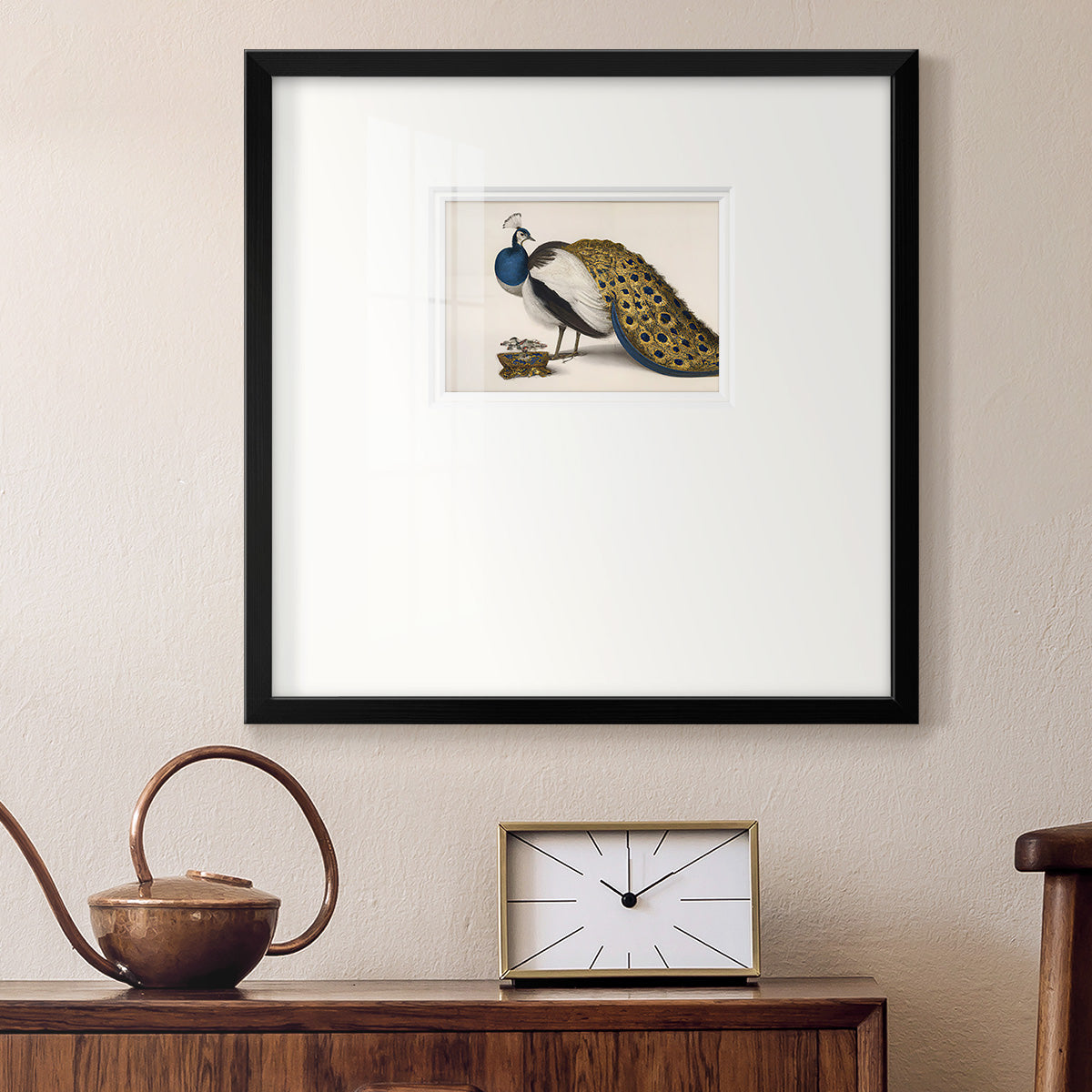 Peackock Plumage Premium Framed Print Double Matboard