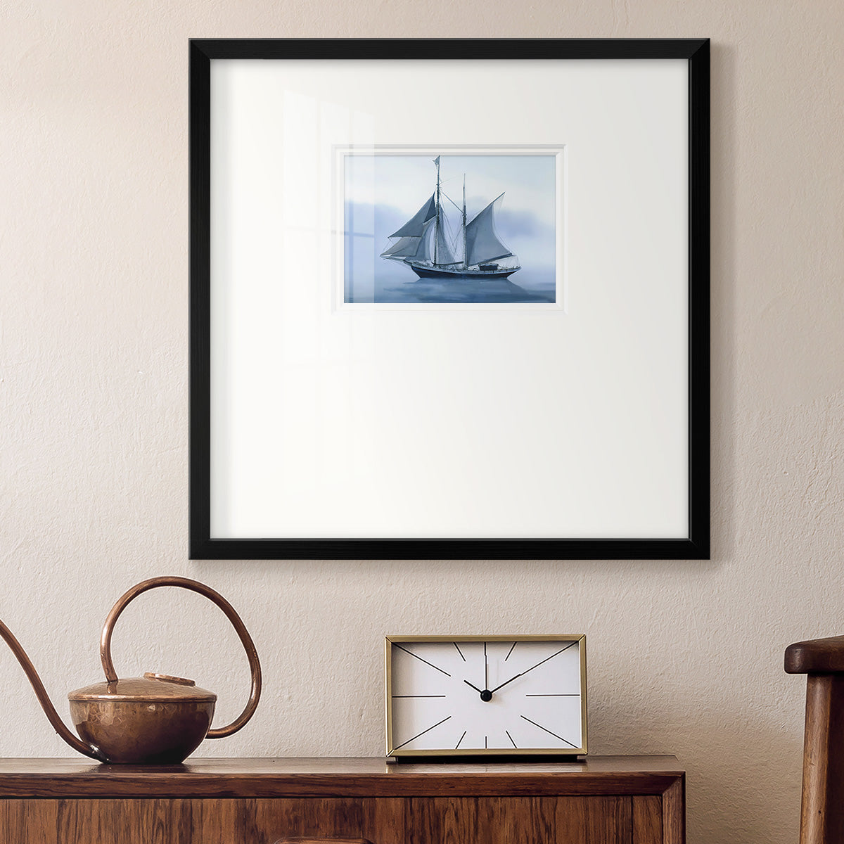 Misty Sail Premium Framed Print Double Matboard