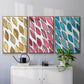 Patterned Leaf Shapes I - Framed Premium Gallery Wrapped Canvas L Frame 3 Piece Set - Ready to Hang