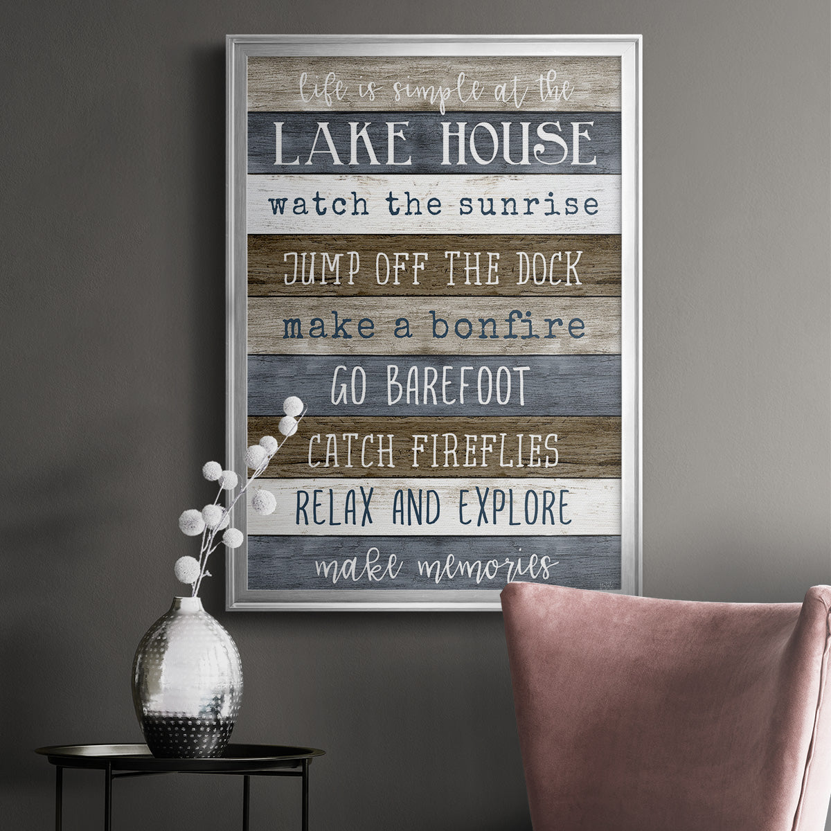 Simple Lake Rules - Modern Framed Canvas Print