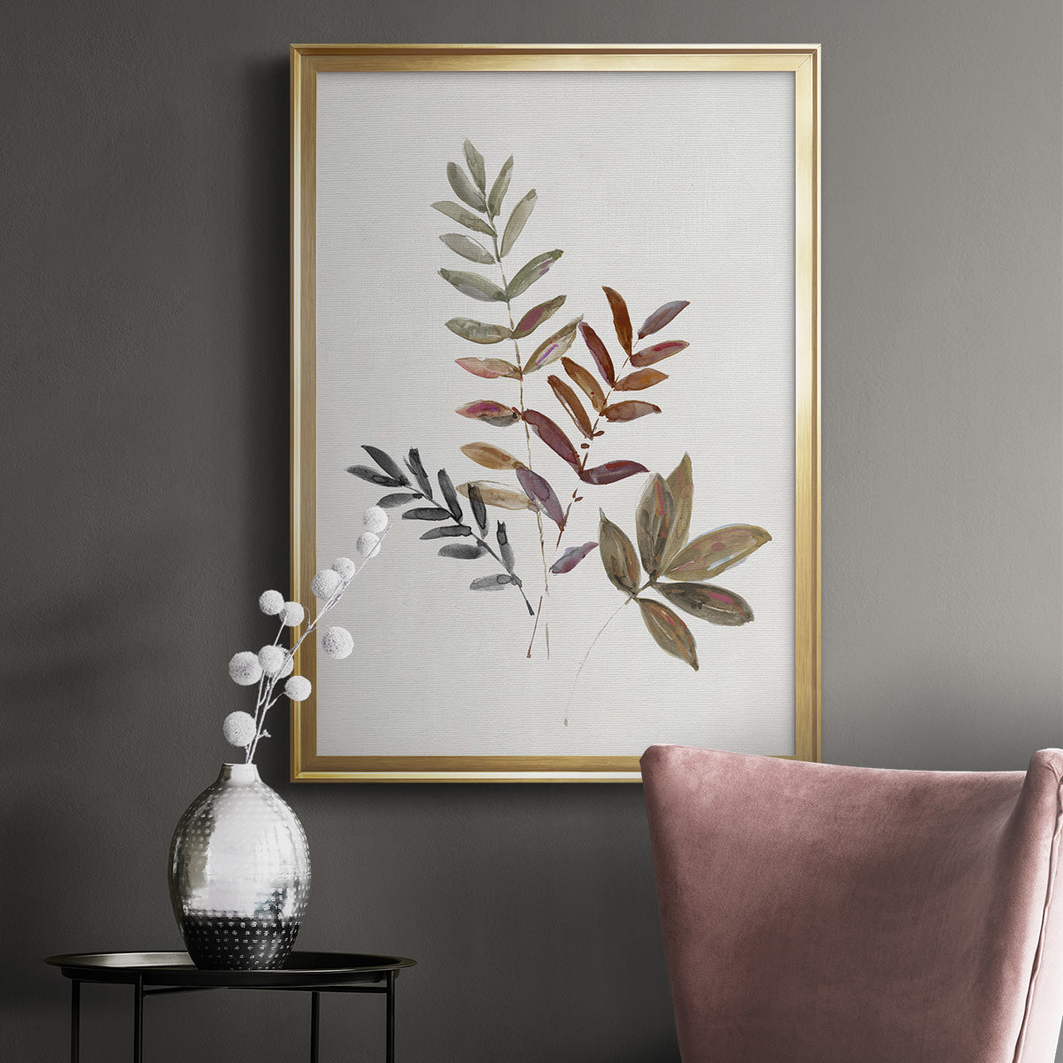 Autumn Leaves III - Modern Framed Canvas Print